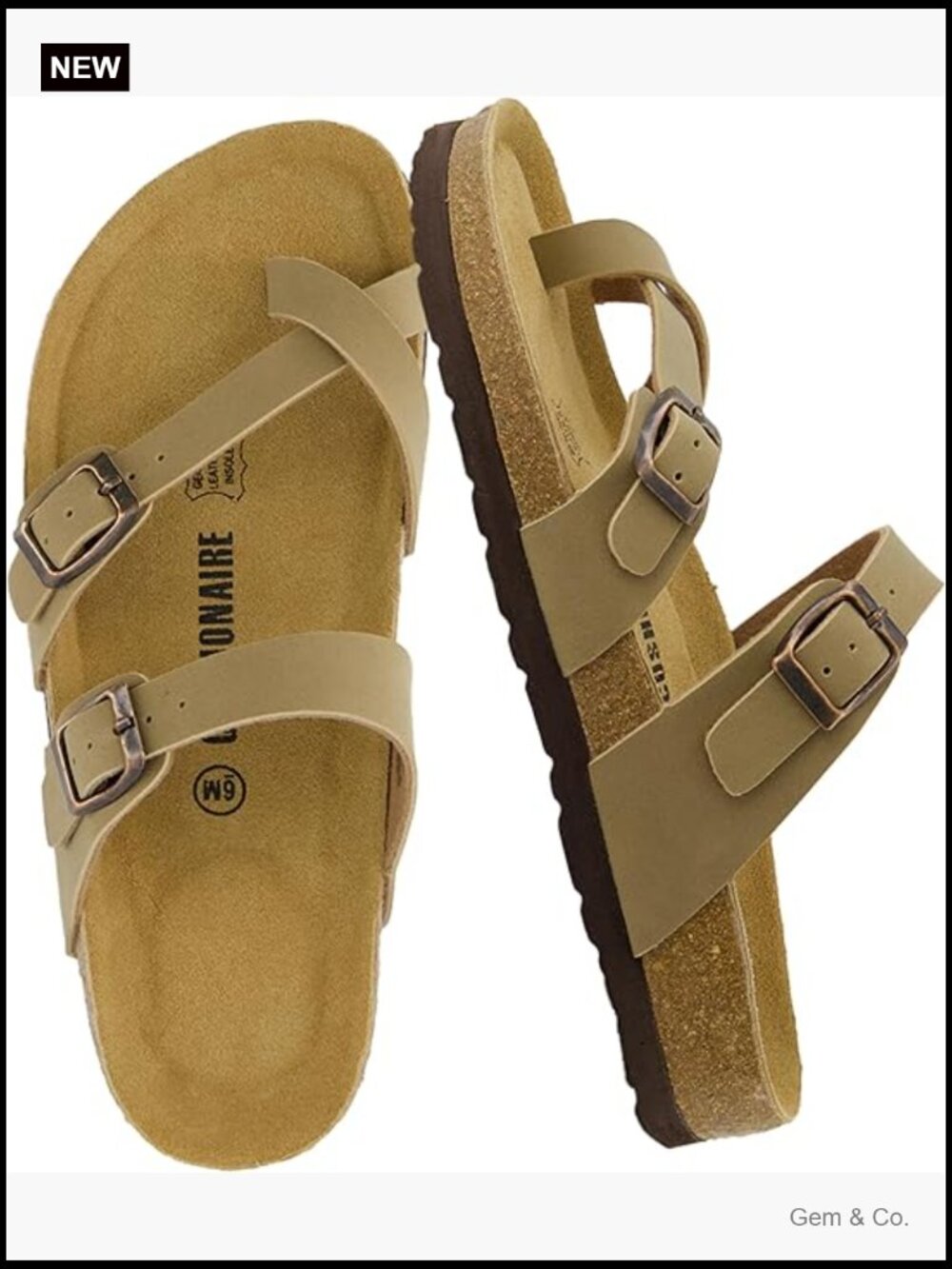 Luna Cork Footbed Sandals, Adjustable Straps, Comfort Slide